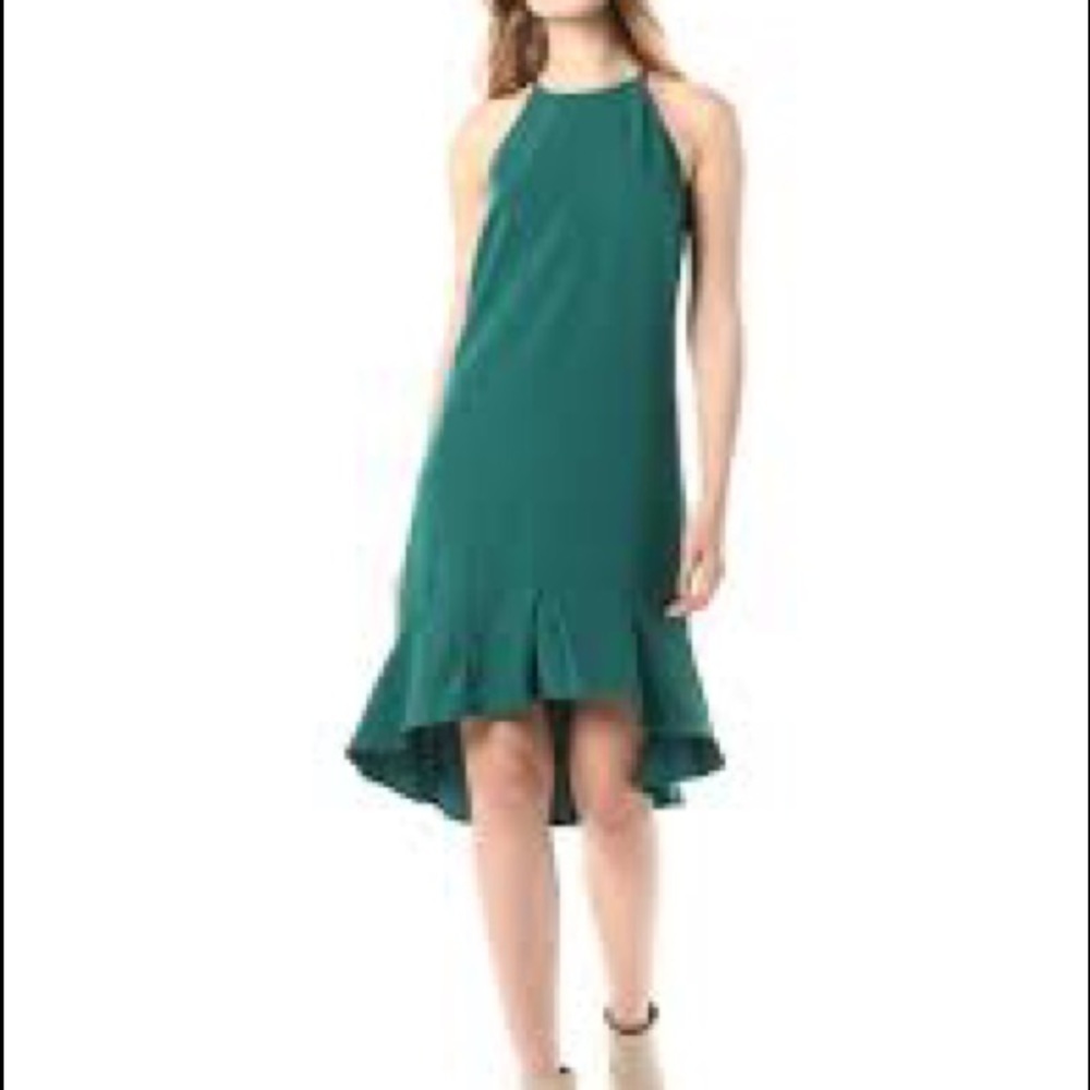 Trina Turk Green  Zosia Drop Flounce High Low Ruffled Sundress Sun Dress